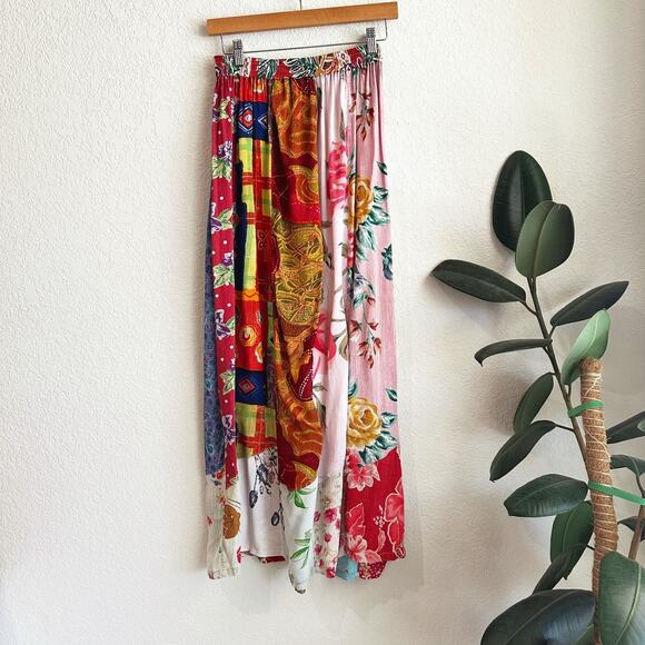 Sacred Threads Maxi Patchwork Skirt Medium Broomstick Crinkle Boho Hippie Fairy - Picture 4 of 8